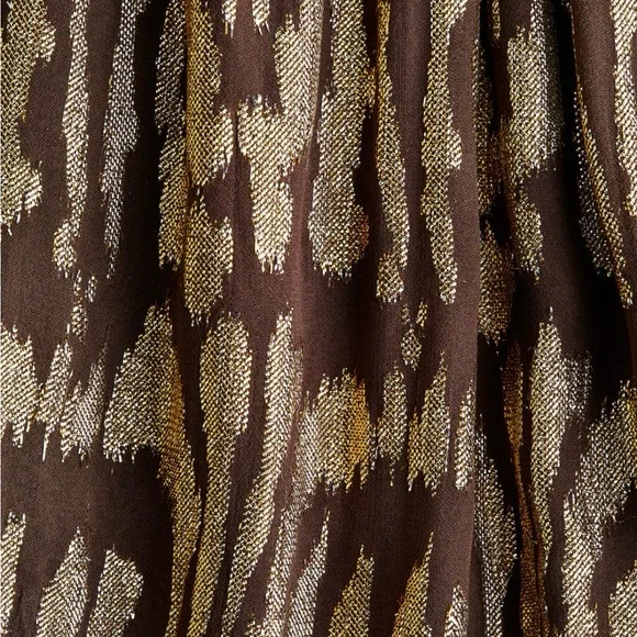 NWT H&M Oversized Jacquard-Weave  Long Sleeve  Dress (Dk Brown/Gold-Pattern) XL - Picture 6 of 7